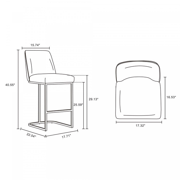 Serena Modern Metal Upholstered Barstool in White Armoire
