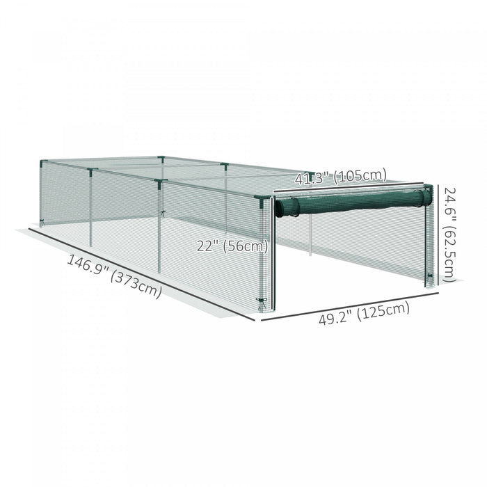Outsunny 12' x 4' Crop Cage, Plant Protector with Zipper Roll-Up Door