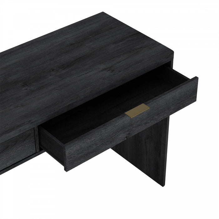 Evelyn Modern 60\" Writing Desk in Charcoal Gray (2-Drawer)