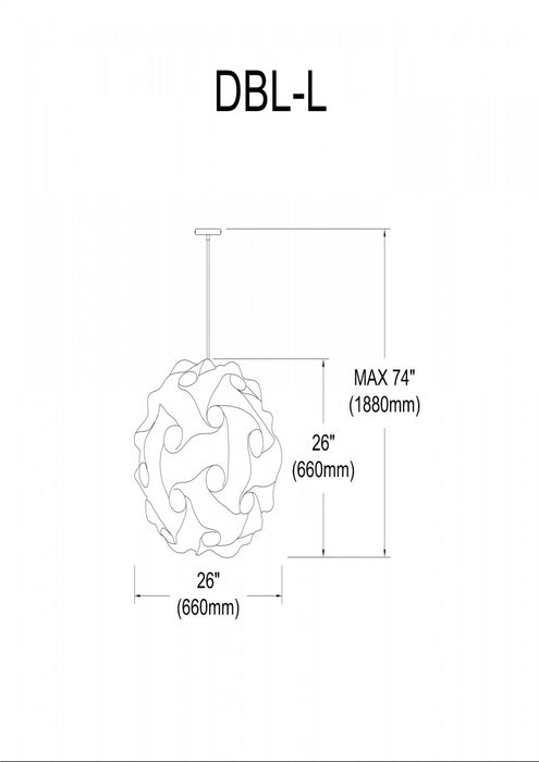 Dainolite Globus 3 Light Pendant Large Polished Chrome Finish White Fabric Lamp