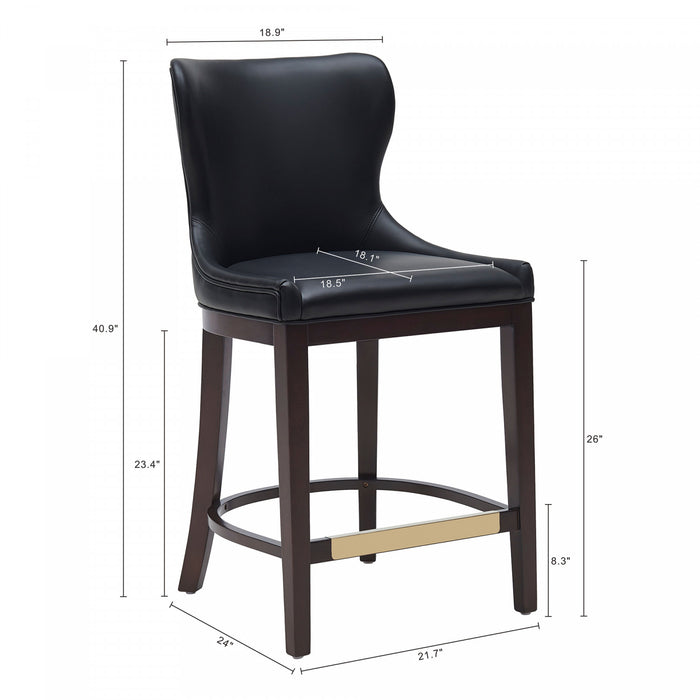 Blair Modern Wood Upholstered Counter Stool in Black - Set of 3 Bar Stool