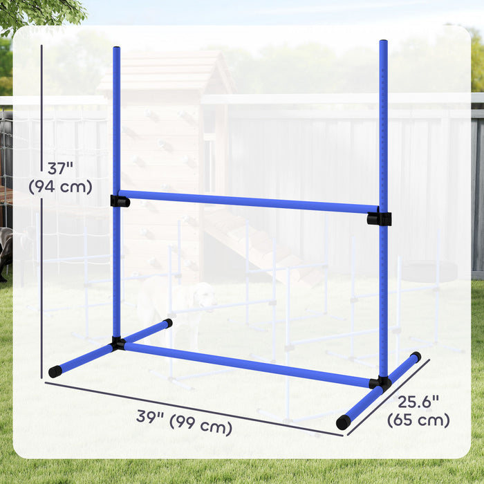 Pawhut 39\"L Dog Agility Training Equipment for Large Medium Small Dog, 6 PCS Adjustable Height Hurdles for Agility Training, Obstacle Course Starter Kit, 6KG Net Wight, Blue