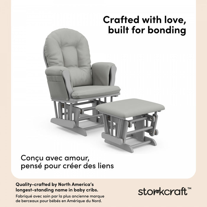 Storkcraft Hoop Glider and Ottoman - Pebble Gray/Light Gray