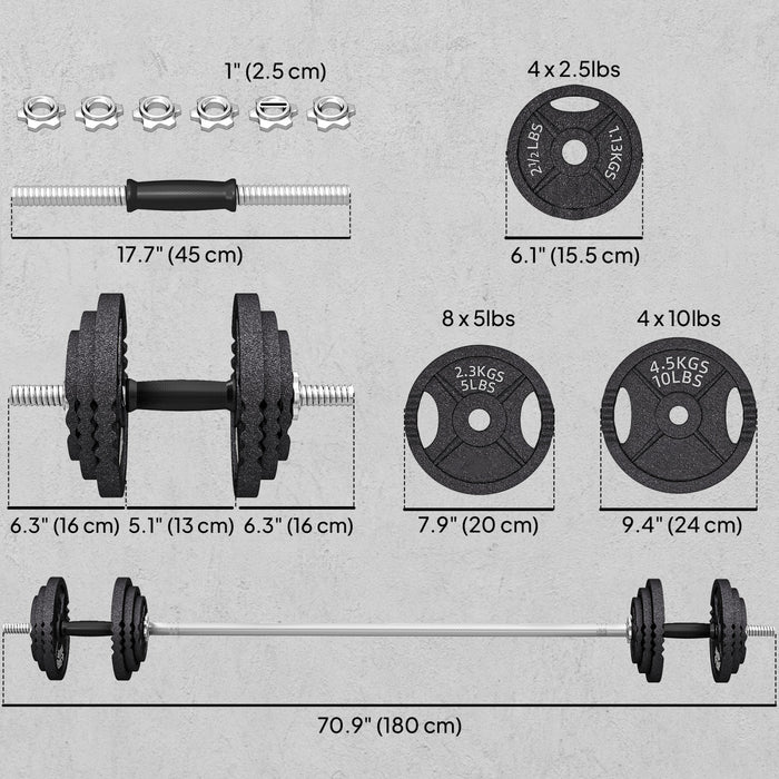 Soozier Adjustable Dumbbell Set, 2 in 1 Weights Set for Home Gym, 112lb