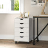 HOMCOM File Cabinet with 5 Drawer Wheels Storage Organizer White