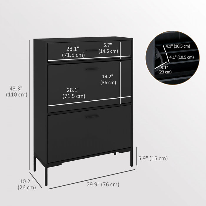 HOMCOM Shoe Storage Cabinet Modern Shoe Storage Organizer with Flip Doors