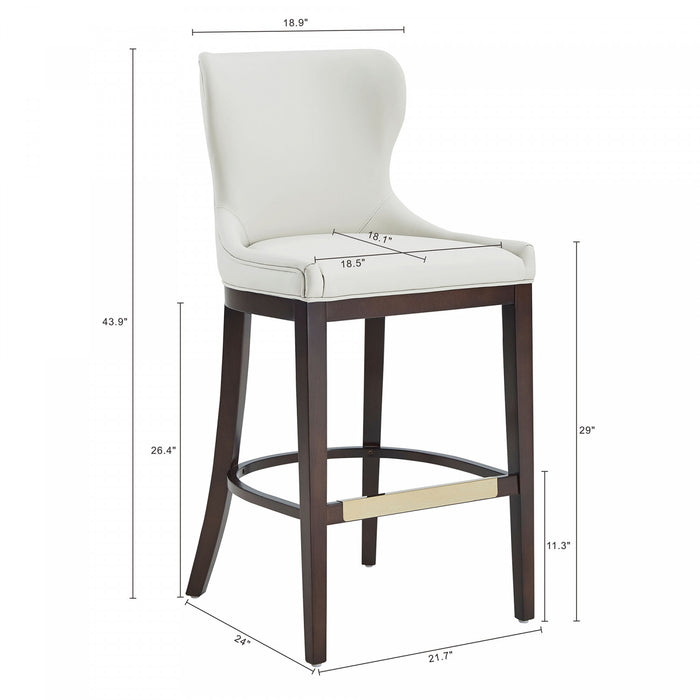 Blair Modern Wood Upholstered Barstool in White - Set of 2 Bar Stool