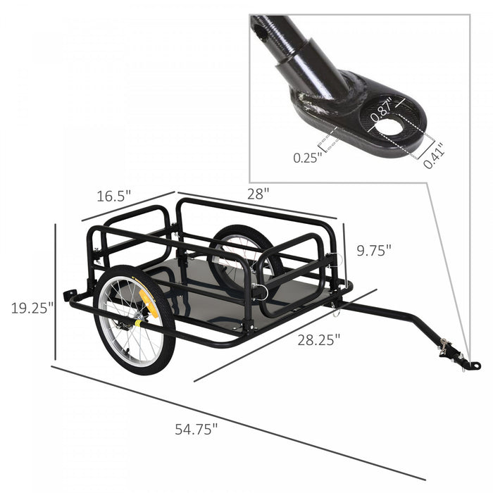 Aosom Bicycle Cargo Trailer, Utility Bike Cart, Travel Luggage Carrier