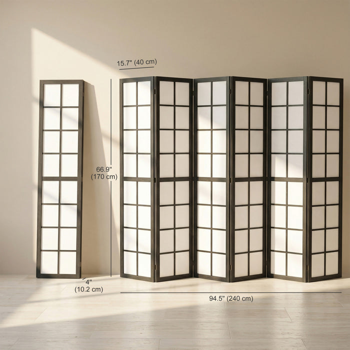 HOMCOM 6 Panel Room Divider, 5.6 ft Folding Privacy Screen, Black