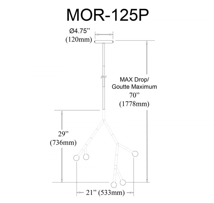 Dainolite Morgan 5 Light Pendant Aged Brass Finish Lamp