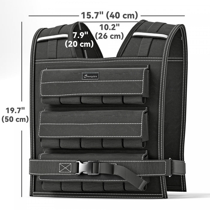 Soozier 44lbs Adjustable Weighted Vest With 20 Metal Weights