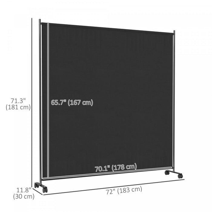Outsunny Room Divider With Wheels, 6ft Rolling Privacy Screen, Black