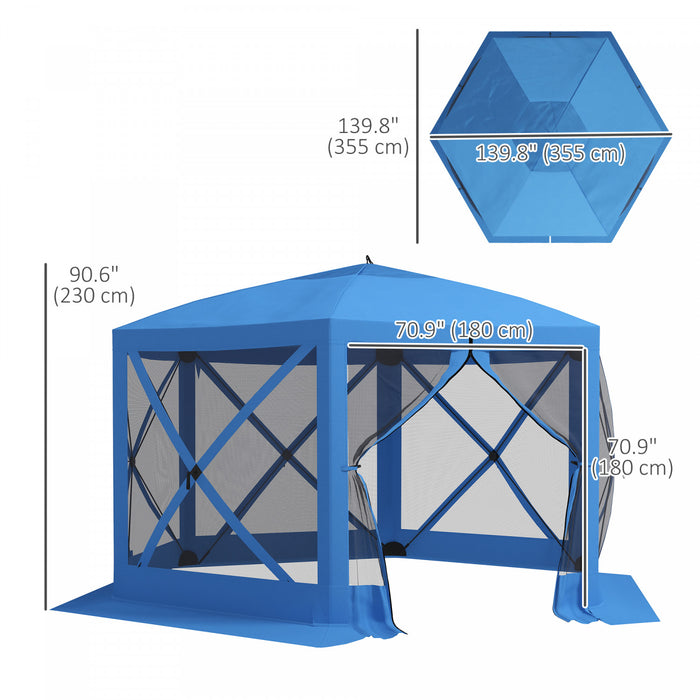 12' X 12' Pop Up Screen Tent, Camping Shelter Picnic Canopy, Blue