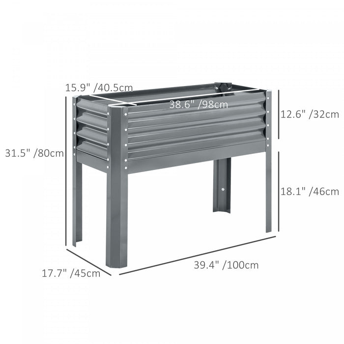 Outsunny Raised Garden Bed W/ Legs Galvanized Elevated Planter Box Silver