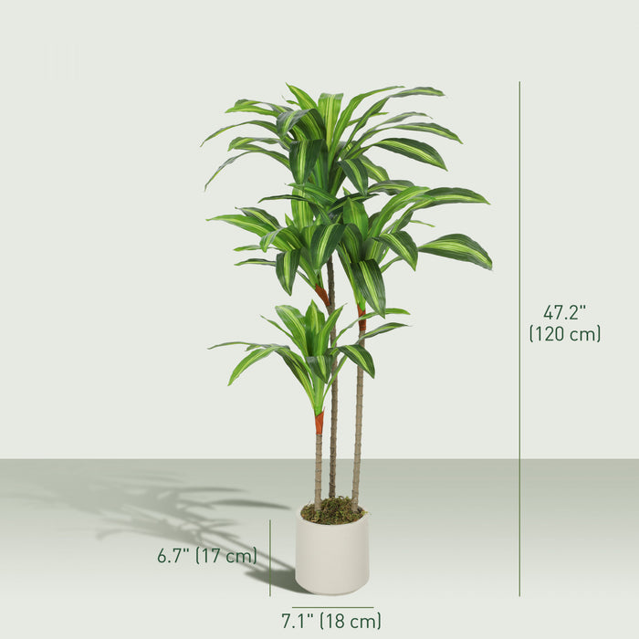 HOMCOM 4FT Artificial Dracaena Tree, Lifelike Fake Plant for Home Decor