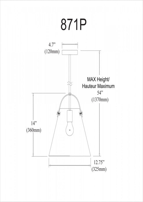 Dainolite Polly 1 Light Pendant Medium Matte Black Finish Clear Glass Lamp