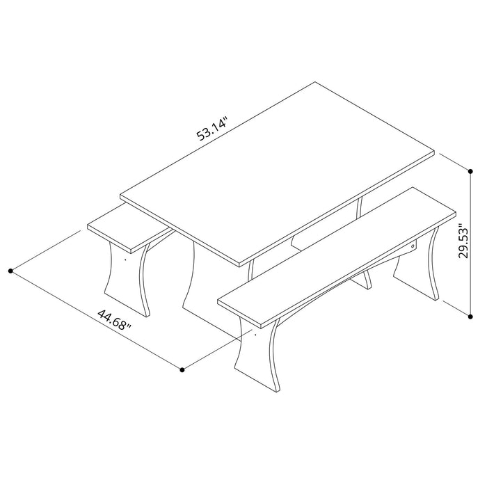 Coney Mid-Century Modern 3-Piece Dining Set in White