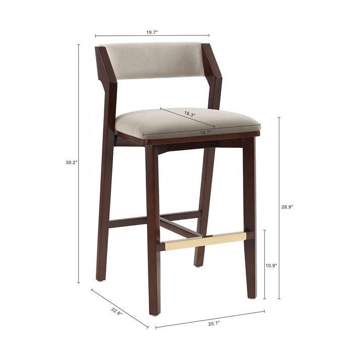 Patricia Modern Wood Upholstered Barstool in Linen Bar Stool
