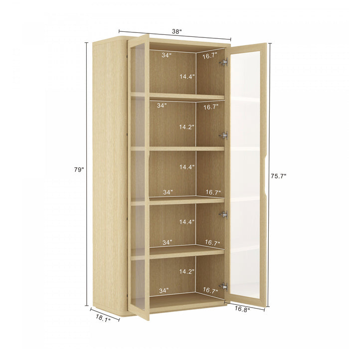 Rivington Modern 38\" Bookcase Cabinet in Natural Oak - Set of 3