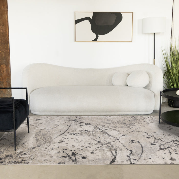 Sophie Grey Beige Black White Paint Splatter Design Rug, 5'3\" x 7'7\" Indoor Area Rug