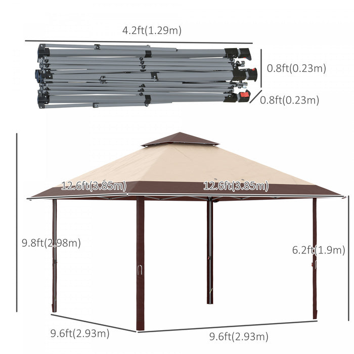 Outsunny 13' X 13' Outdoor Pop-up Party Tent Canopy With Top Vent, Khaki