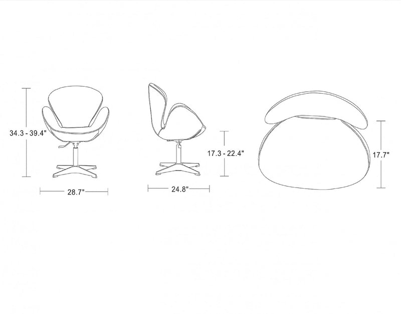 Raspberry Modern Upholstered Swivel Lounge Chair in White - Set of 2 Accent Chair