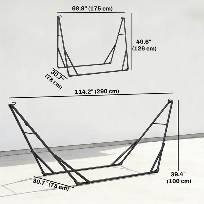Outsunny 9.5ft Hammock Stand Portable Adjustable, 120 kg Capacity, Black