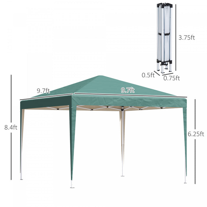 Outsunny 10x10ft Folding Pop Up Tent Outdoor Gazebo Canopy With Carrying Bag, Green