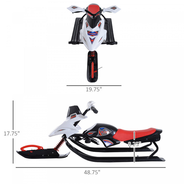 Soozier Snow Racer Sleds For Kids With Padded Rubber Seat, Snow Motor With Wind Shield Handle And Anti-slip Pedal, Winter Gift For Boys And Girls