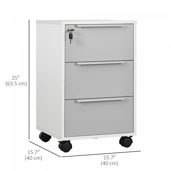 Homcom Lockable Filing Cabinet With 3 Drawers