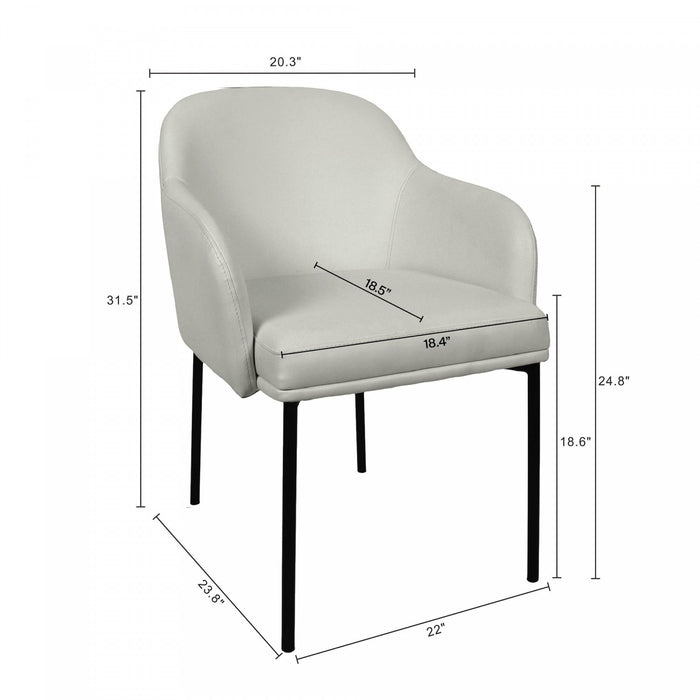 Loft Contemporary Vegan Leather Metal Armchair in Stone Gray - Set of 2