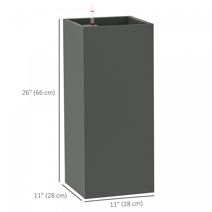 Outsunny 2 Pack Plastic Planter, 11 Inch Outdoor Planters, Dark Grey