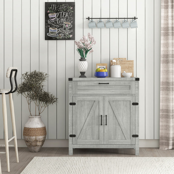 HOMCOM Farmhouse Sideboard Buffet Cabinet with Drawer and Adjustable Shelf