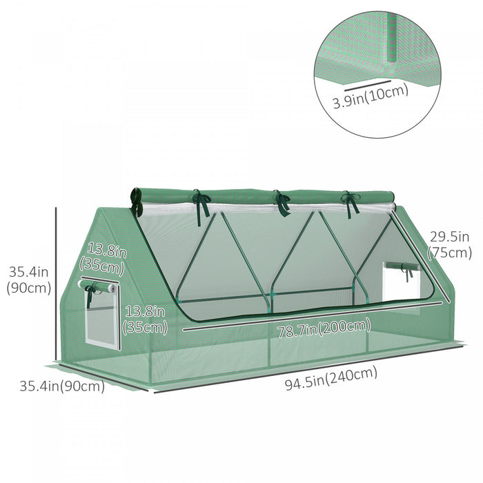 Outsunny Mini Greenhouse, 94.5\" X 35.4\" X 35.4\" House-shaped Portable Tunnel Green House With Mesh Windows For Indoor And Outdoor, Green