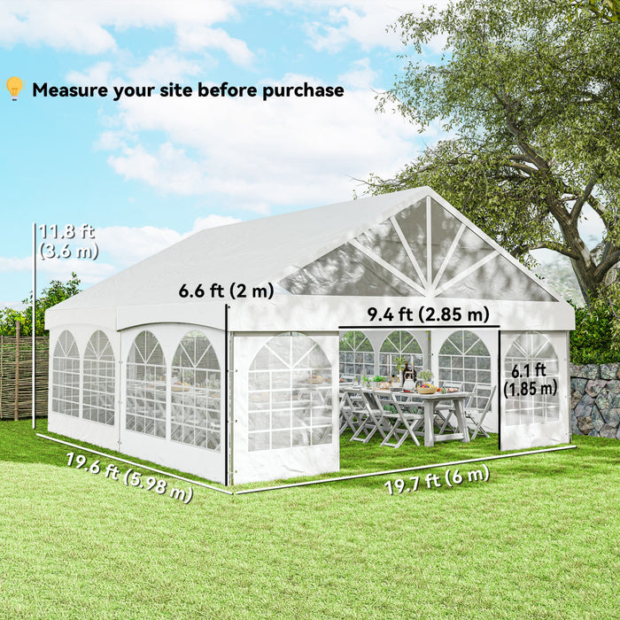 Outsunny 20' X 20' Heavy Duty Party Tent Outdoor Canopy With Carry Bags