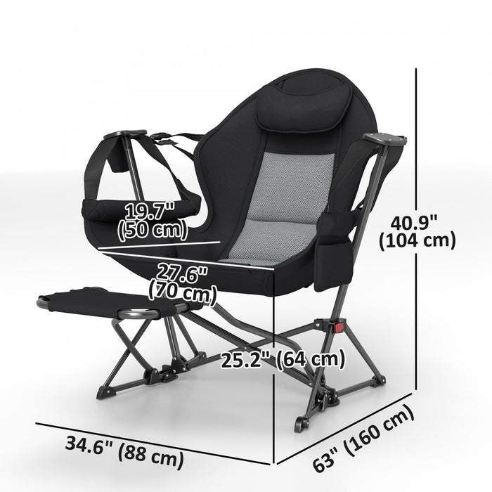 Outsunny Hammock Camping Chair Set Of 2 With Adjustable Back, Cup Holder