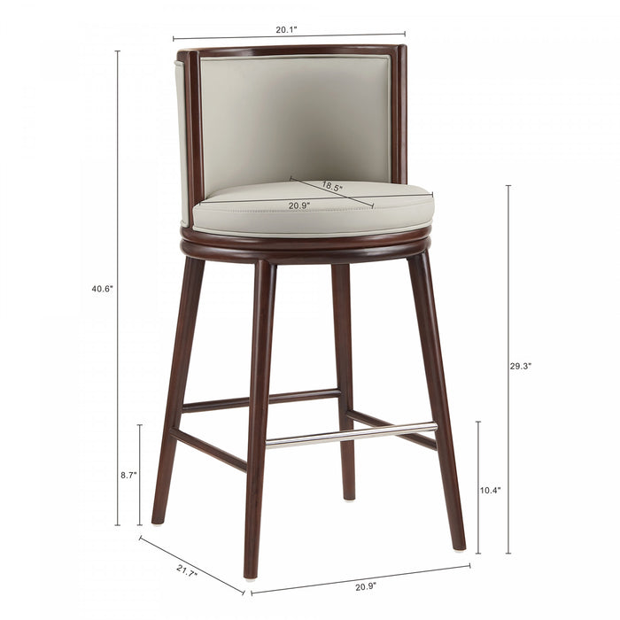 Evalyn Modern Wood Upholstered Barstool in Stone