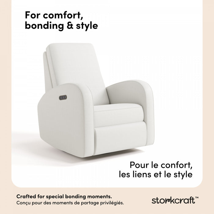 Storkcraft Santa Monica Power Recliner - Ivory Basketweave