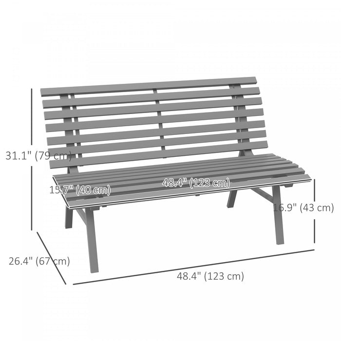 Outsunny 48.5\" Garden Bench, Lightweight Aluminum Patio Bench, Grey