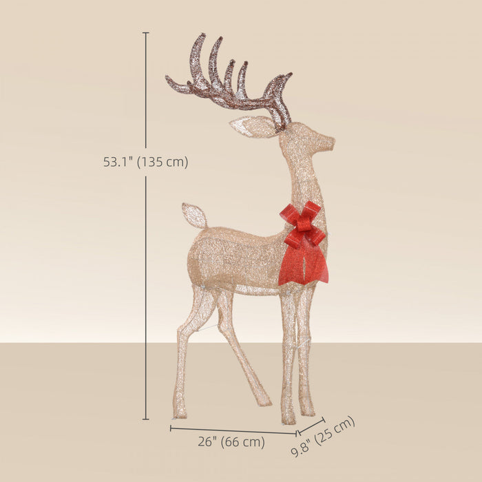 Outsunny Light Up Reindeer Christmas Decoration with 137 LED Lights Gold