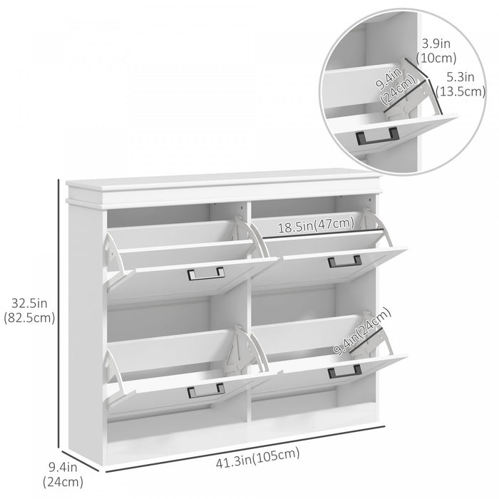 HOMCOM Narrow Shoe Cabinet for Entryway with Flip Drawers Adjustable Shelf