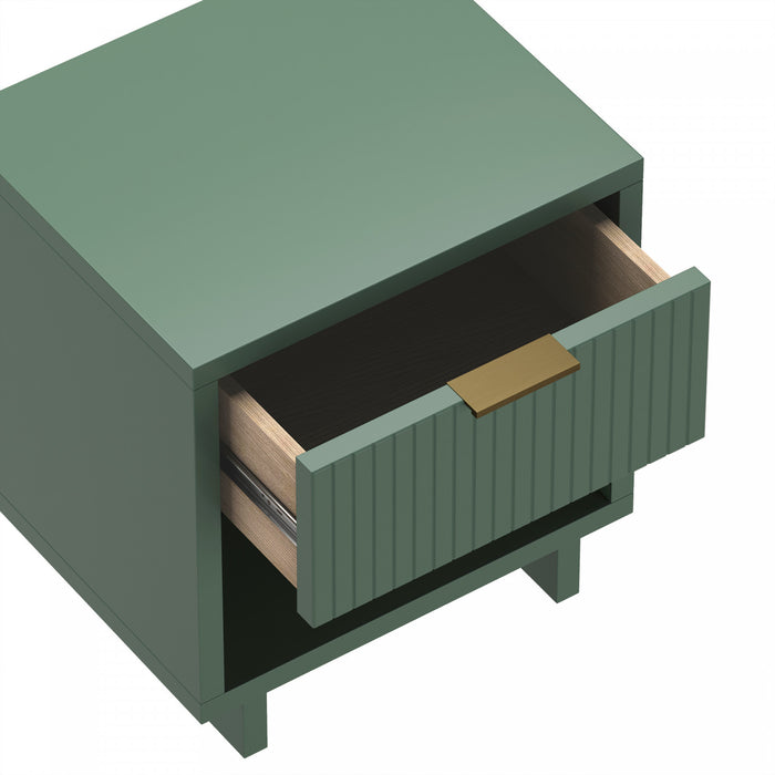 Elara Contemporary 18\" Solid Wood Nightstand in Sage Green (1-Drawer)