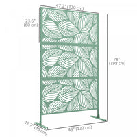 Outsunny Metal Privacy Screen W/ Expansion Screws Outdoor Divider, Leaf