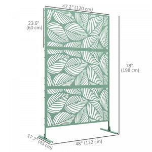 Outsunny Metal Privacy Screen W/ Expansion Screws Outdoor Divider, Leaf