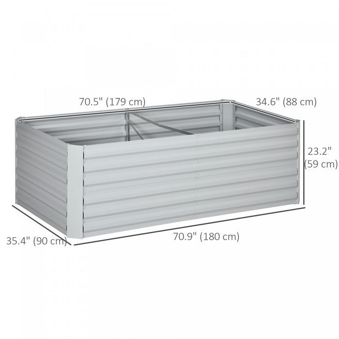 Outsunny Raised Garden Bed Metal Planter Box with Reinforced Rods, Light Grey