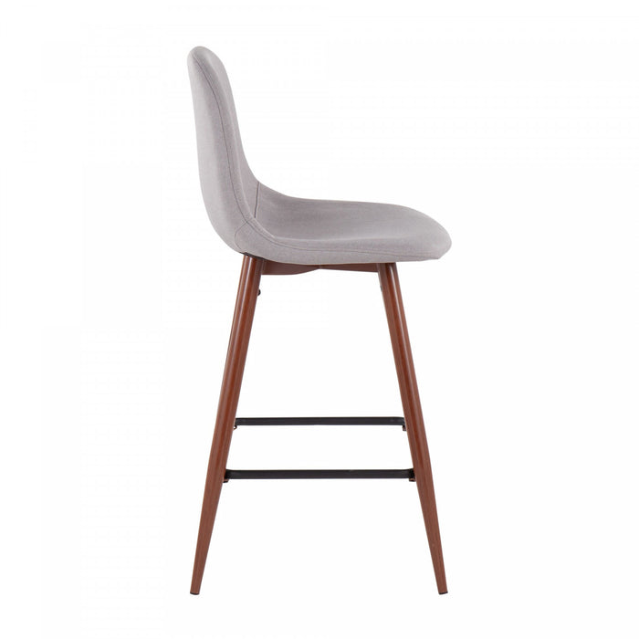 LumiSource Pebble Light Grey Fabric Mid-Century Modern Counter-Height Stool - Set of 2