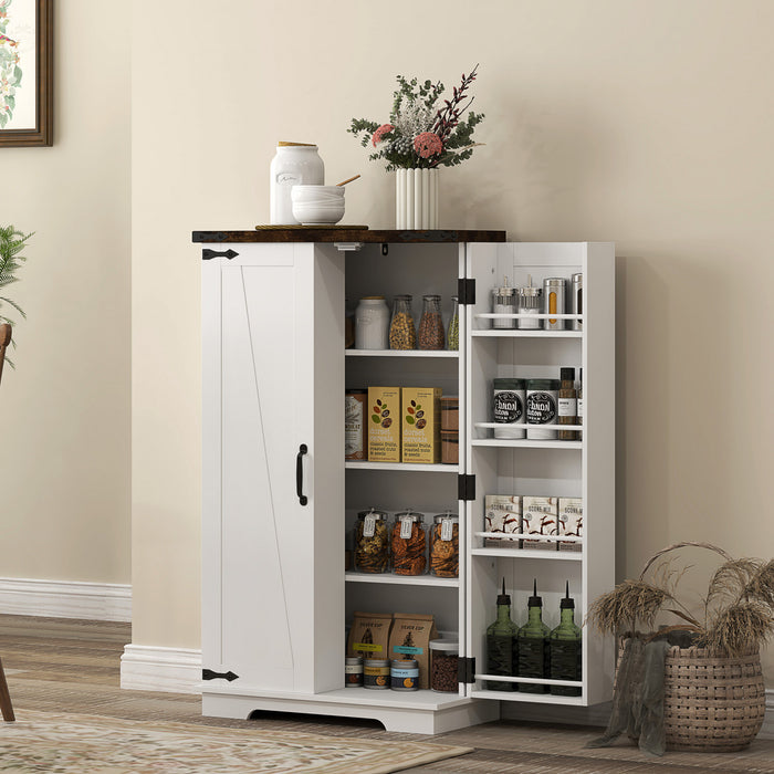 HOMCOM Kitchen Pantry Cabinet Storage Cabinet with Adjustable Shelves White
