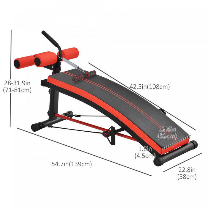 Soozier Sit Up Bench, Workout Bench Abdominal Trainer With Resistance Bands And Reverse Crunch Handle
