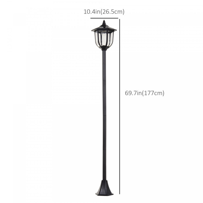 Outsunny 70\" Solar Torch Lights Outdoor Garden Lighting 6 LED Water-resist Auto On/off 6 Hours (black)
