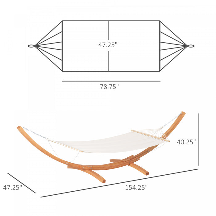 Outsunny Patio Hammock With Stand, Outdoor Arch Wooden Hammock Bed, Camping Hammock W/ Straps And Hooks, White